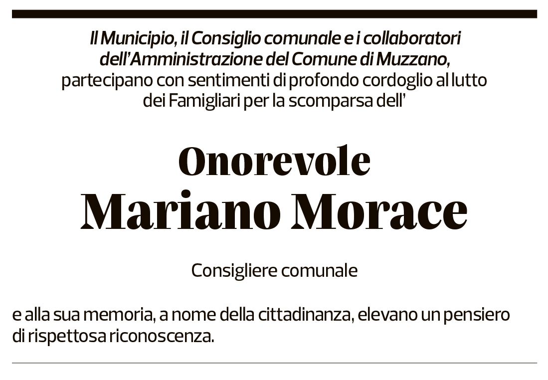 Annuncio funebre Mariano Morace