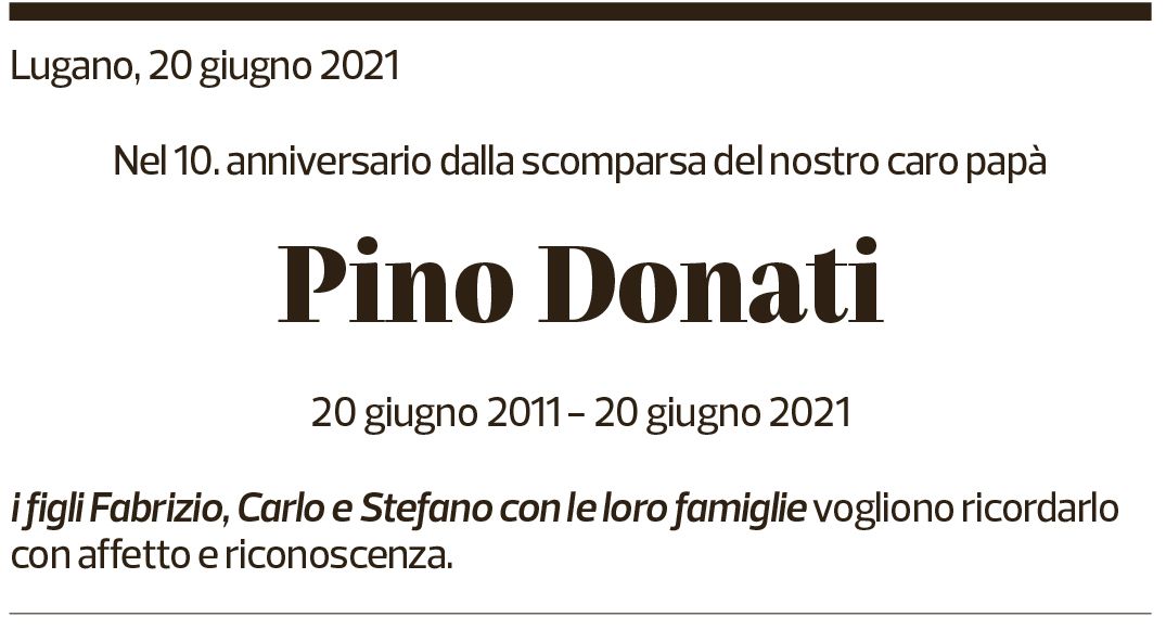 Annuncio funebre Pino Donati