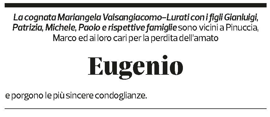 Annuncio funebre Eugenio Bigatto