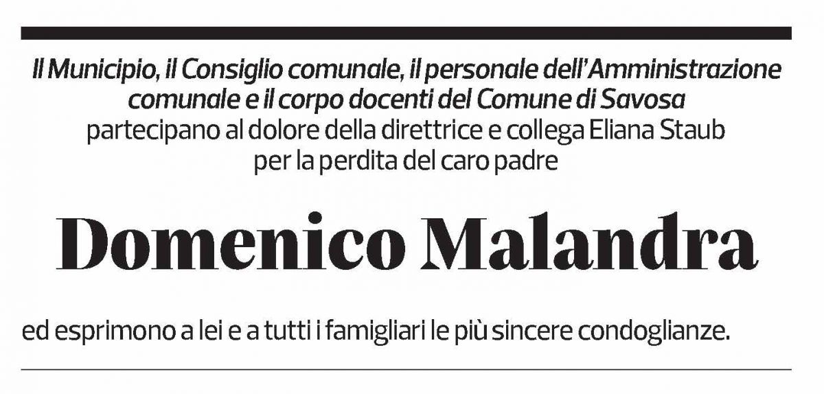 Annuncio funebre Domenico Malandra