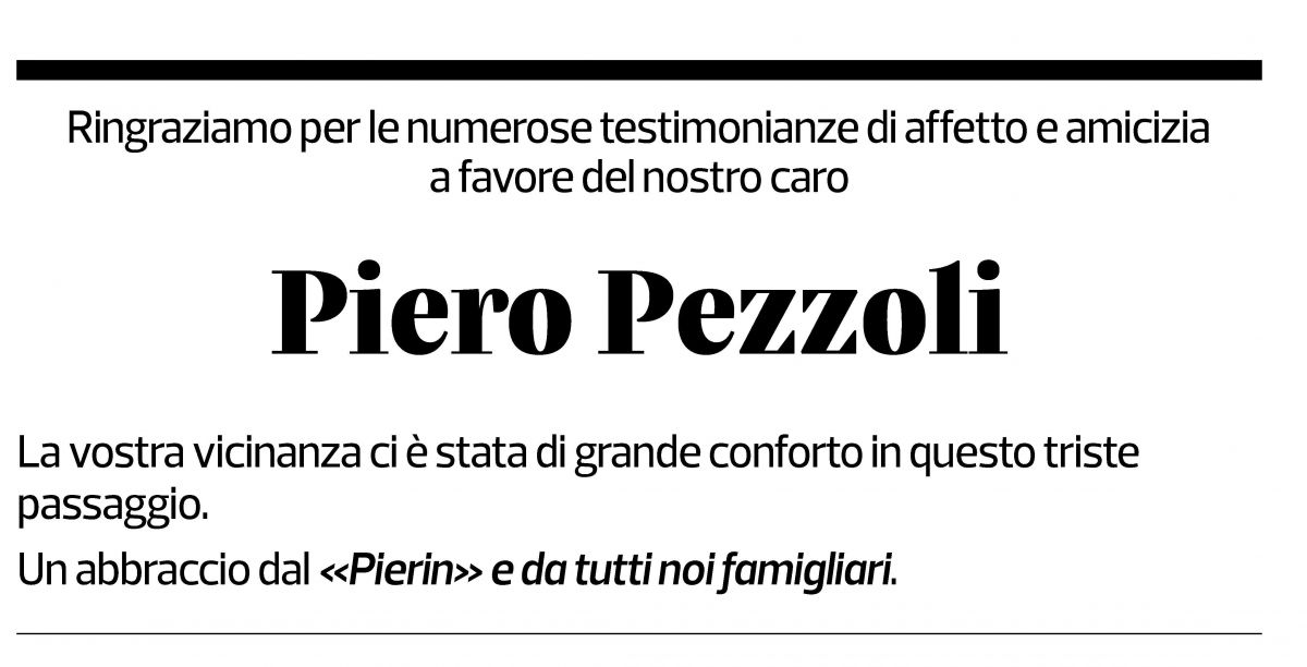 Annuncio funebre Piero Pezzoli