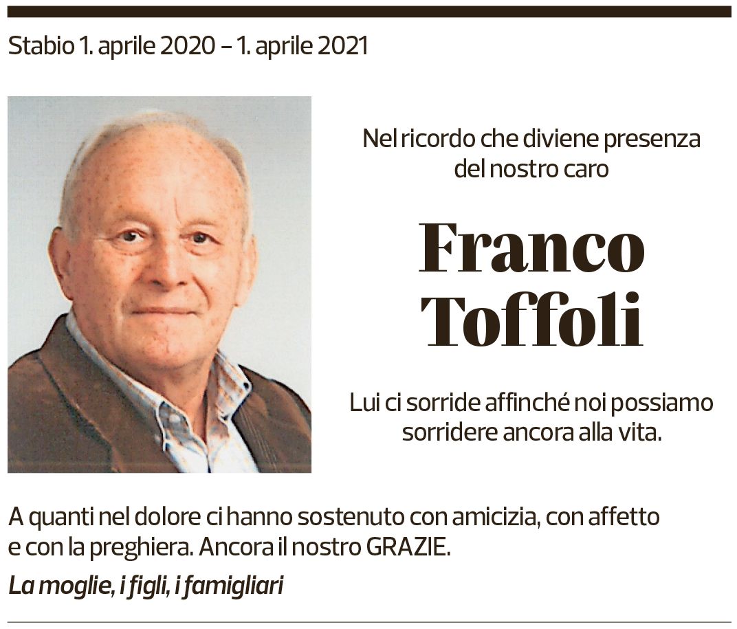 Annuncio funebre Franco Toffoli