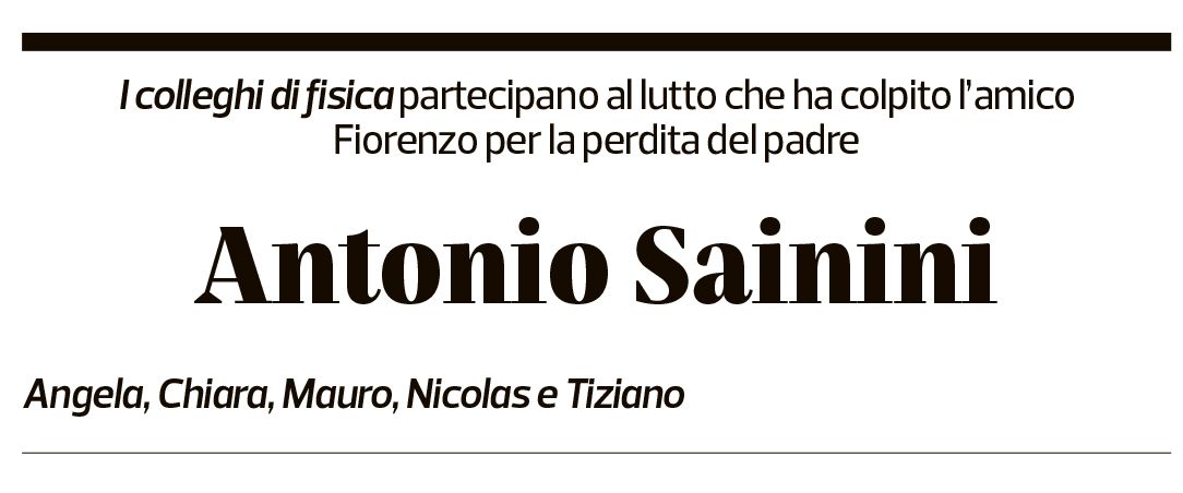 Annuncio funebre Antonio Sainini