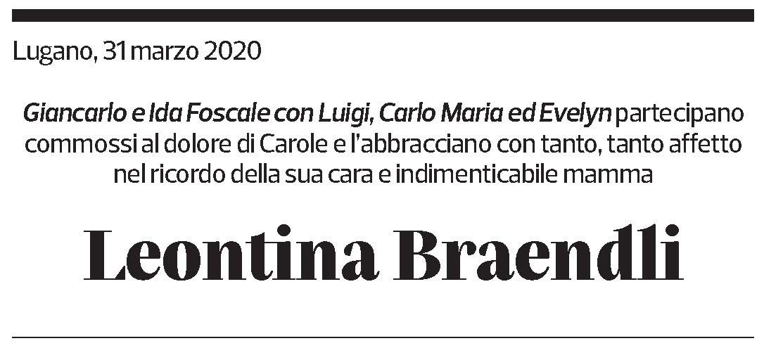 Annuncio funebre Leontida Braendli