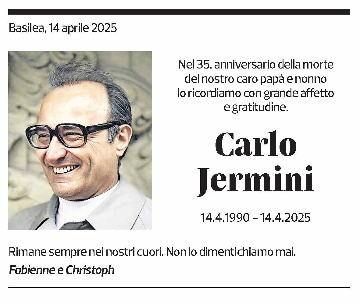 Annuncio funebre Carlo Jermini