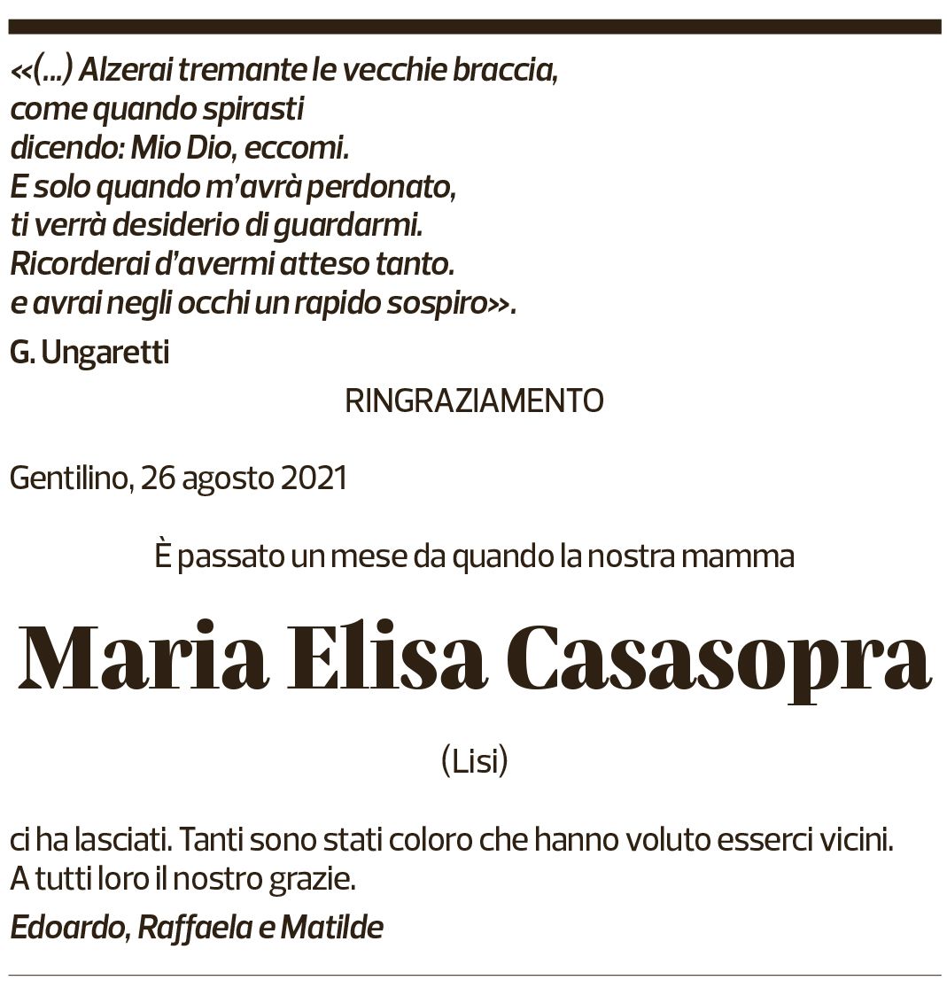 Annuncio funebre Maria Elisa Casasopra