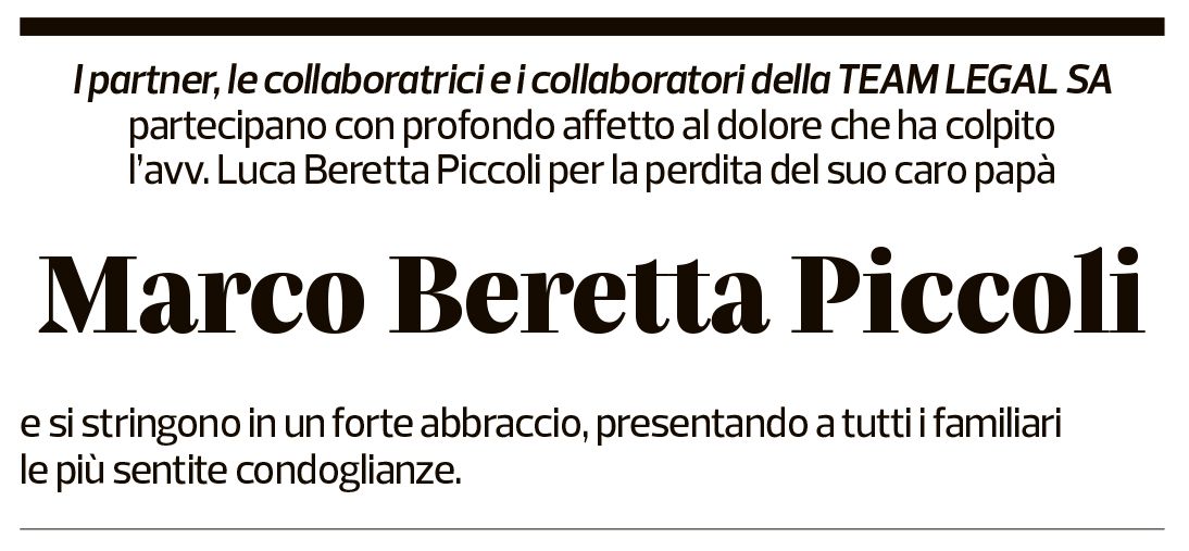 Annuncio funebre Marco Beretta Piccoli