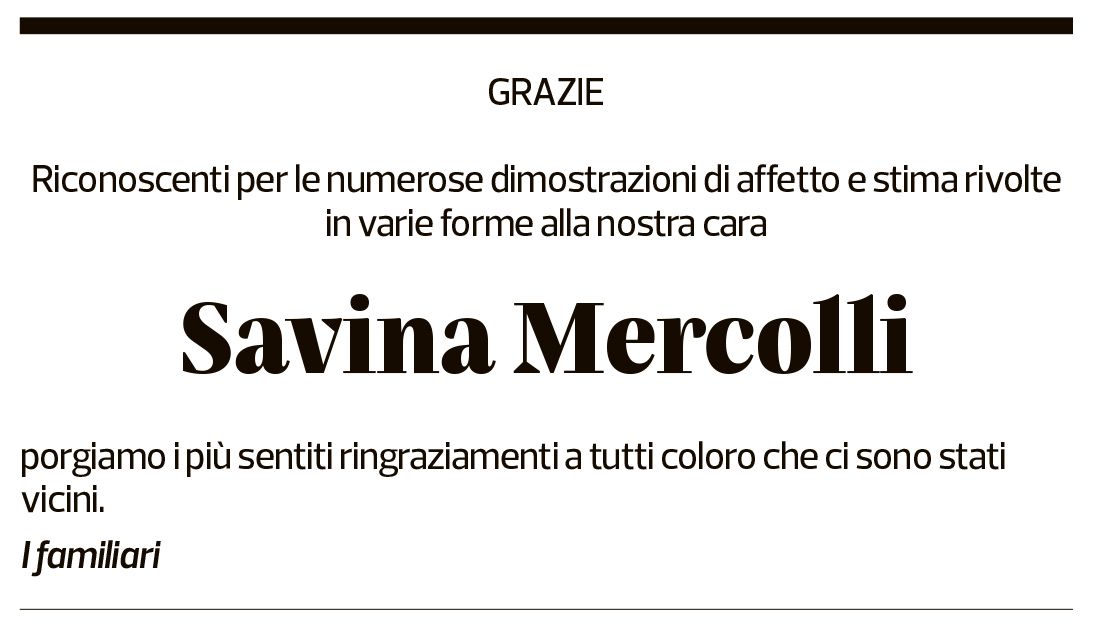 Annuncio funebre Sqavina Mercolli