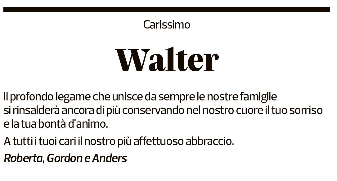 Annuncio funebre Walter Pedrazzi