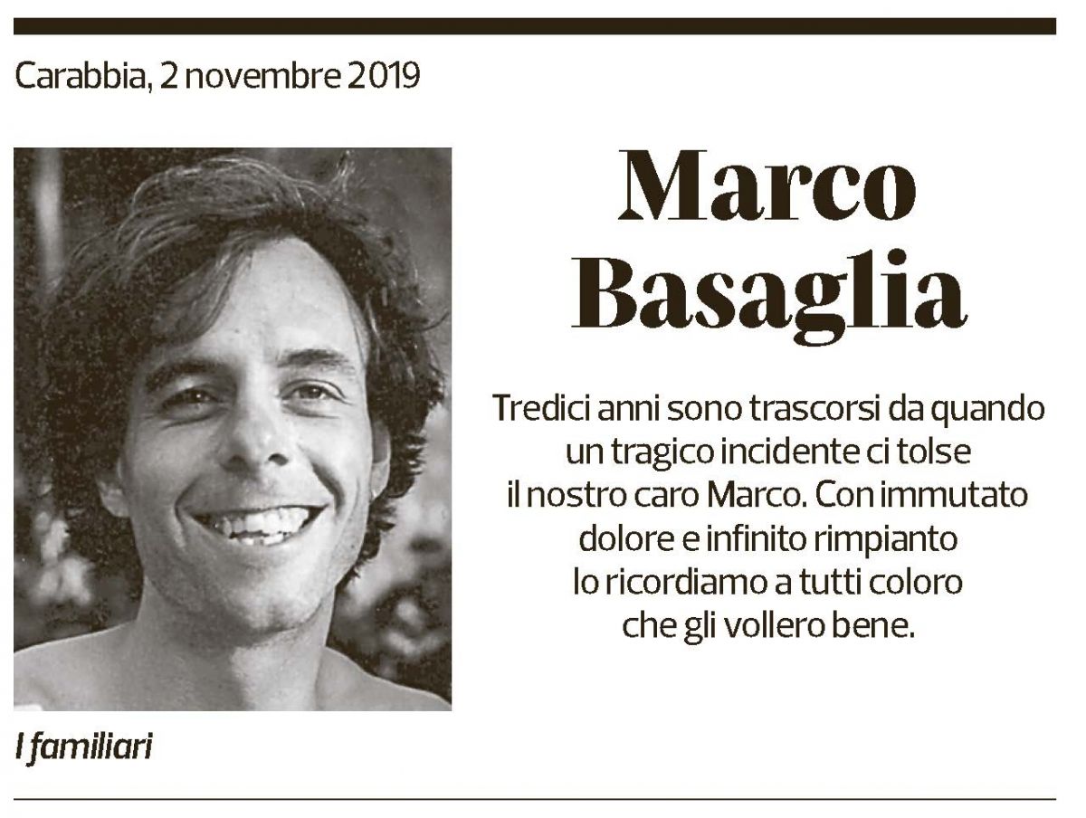 Annuncio funebre Marco Basaglia