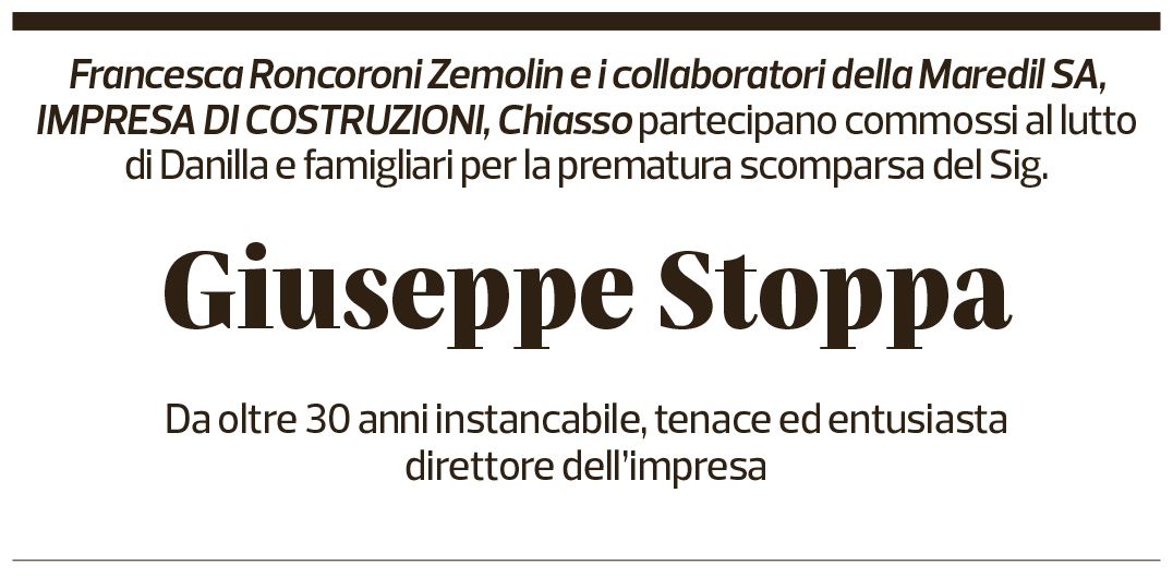 Annuncio funebre Giuseppe Stoppa