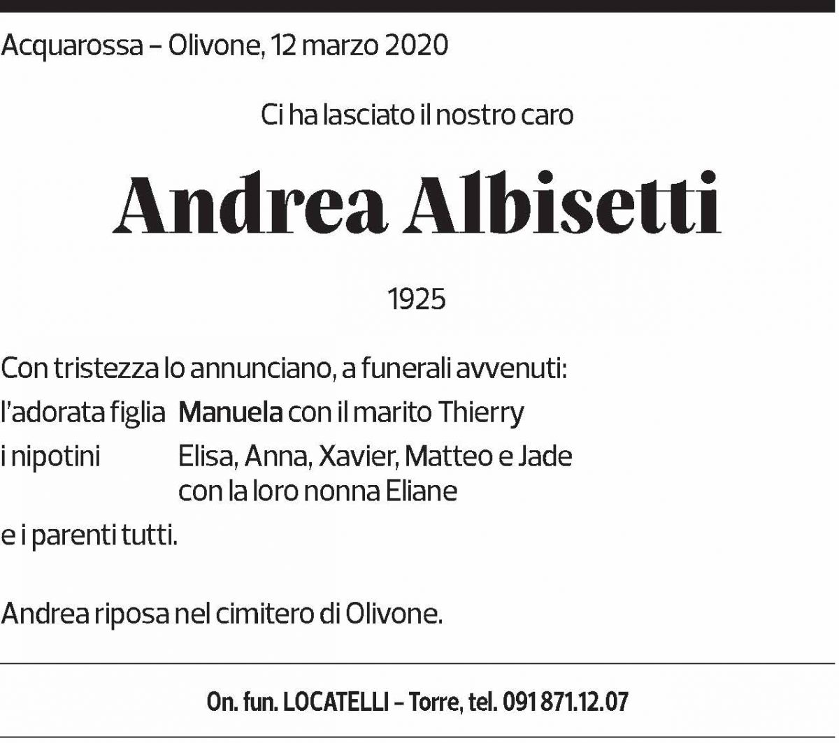 Annuncio funebre Andrea Albisetti