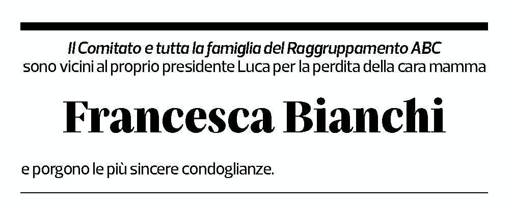 Annuncio funebre Francesca Bianchi