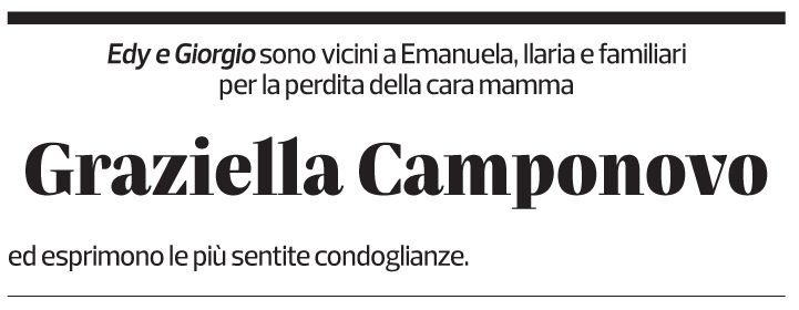 Annuncio funebre Graziella Camponovo Maestrini