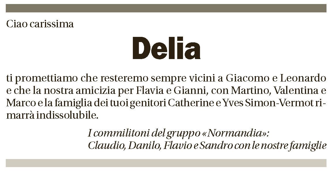 Annuncio funebre Delia Simon-vermot