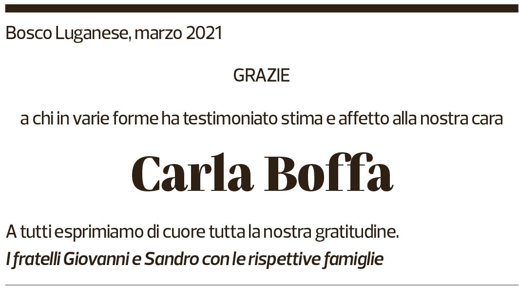 Annuncio funebre Carla Boffa