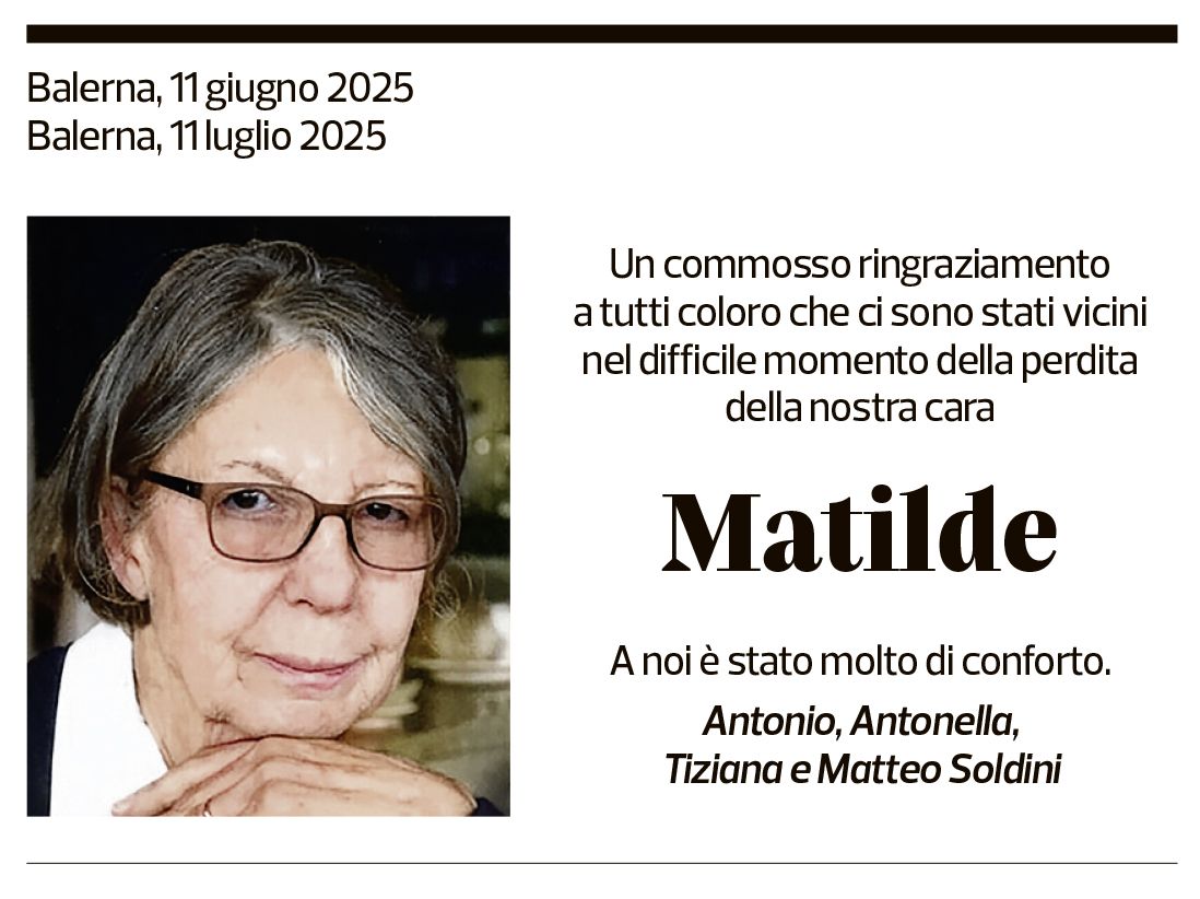 Annuncio funebre Matilde 