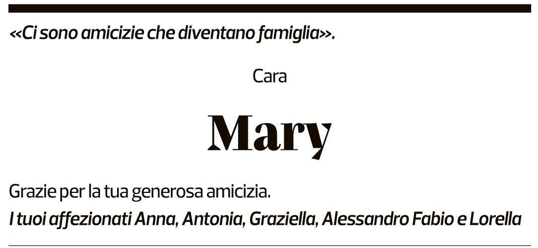 Annuncio funebre Mary 