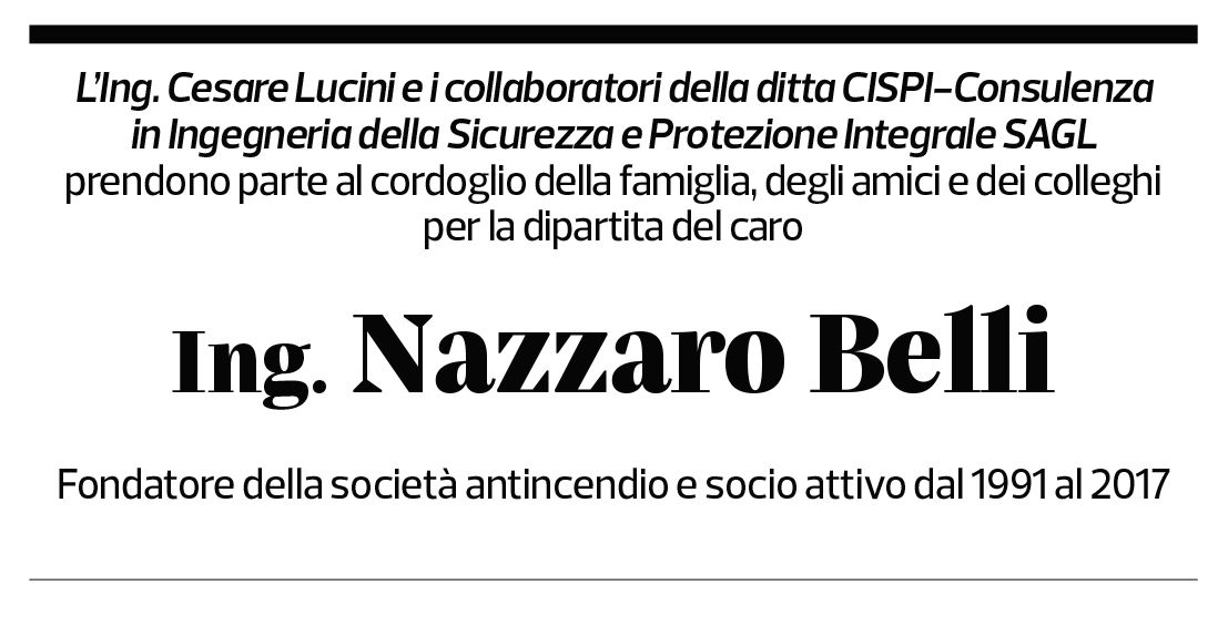 Annuncio funebre Nazzaro Belli