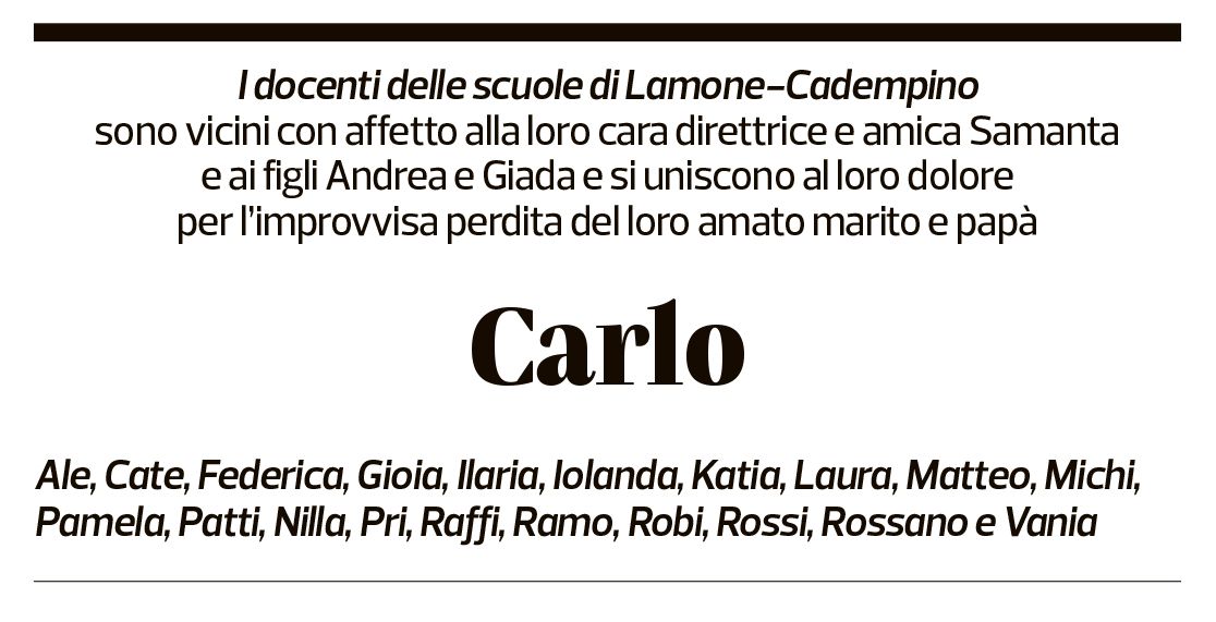 Annuncio funebre Carlo Brugnetti