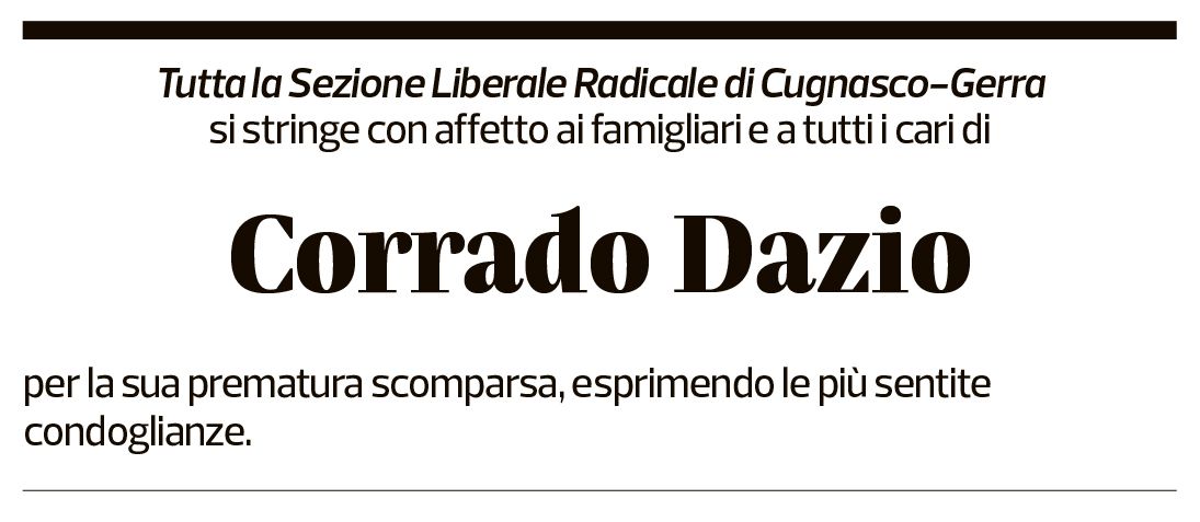 Annuncio funebre Corrado Dazio