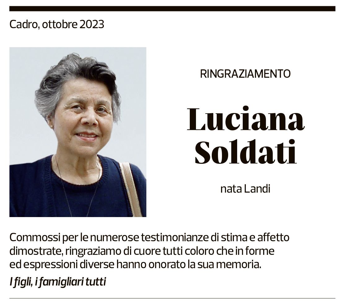 Annuncio funebre Luciana Soldati