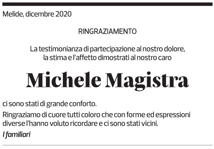 Annuncio funebre Michele Magistra
