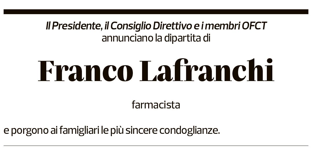 Annuncio funebre Franco Lafranchi