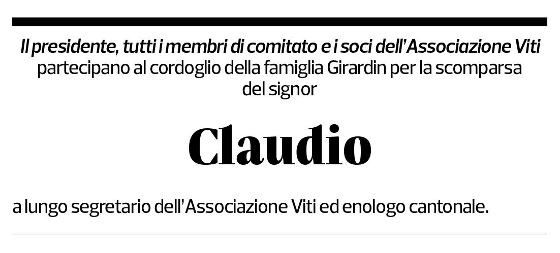 Annuncio funebre Claudio Girardin