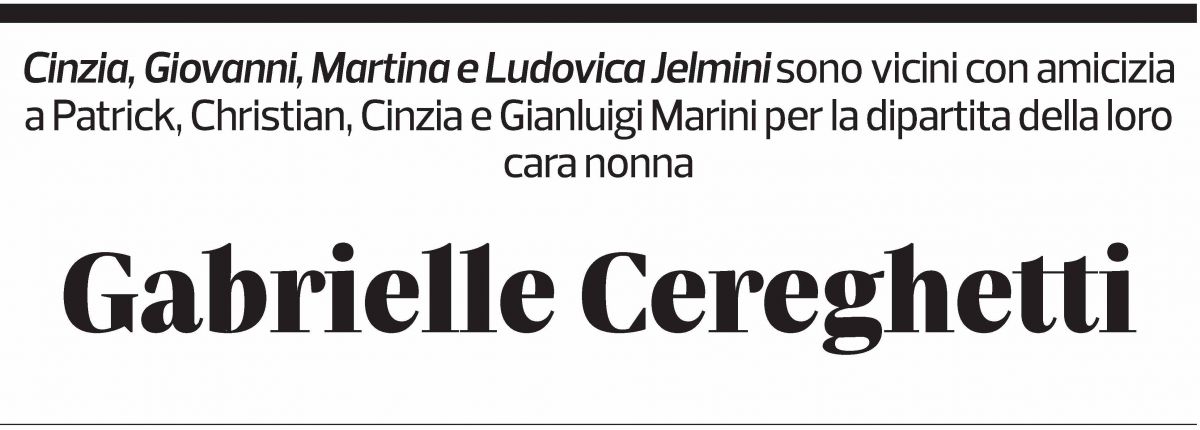 Annuncio funebre Gabrielle Cereghetti
