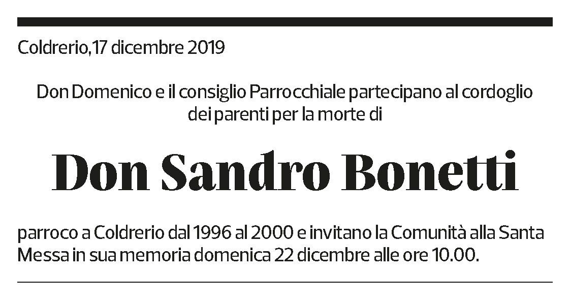 Annuncio funebre Sandro Bonetti