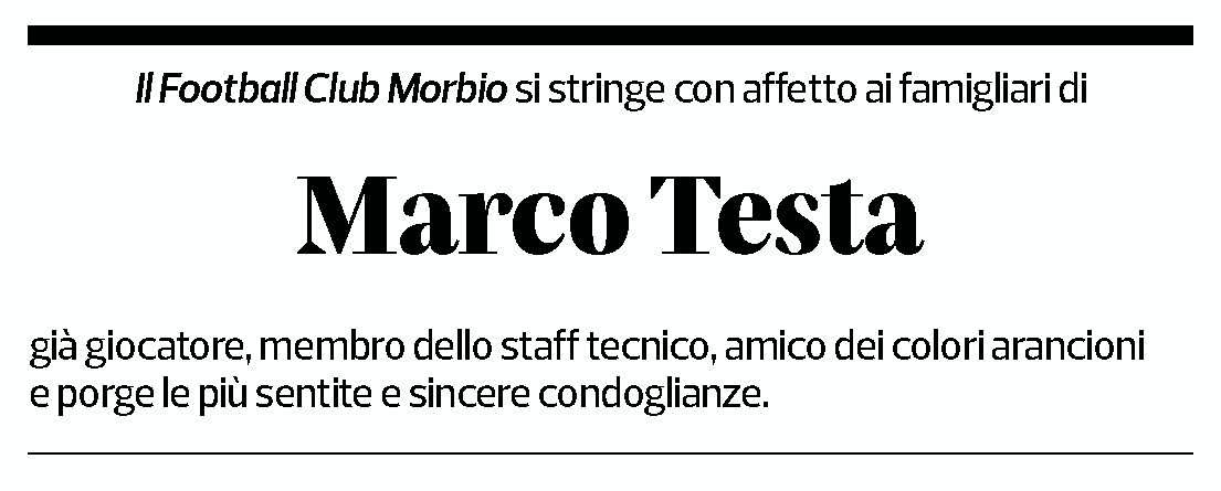 Annuncio funebre Marco Testa