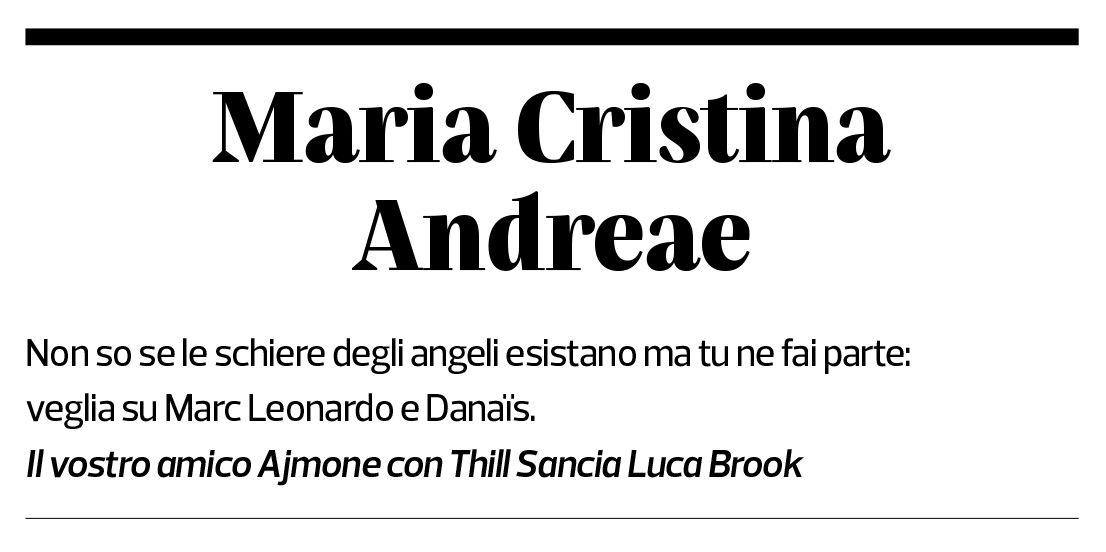 Annuncio funebre Maria Cristina Andreae