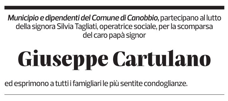 Annuncio funebre Giuseppe Cartulano