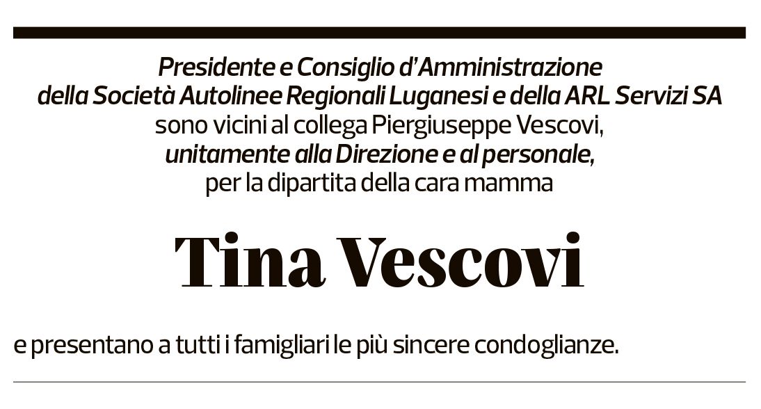 Annuncio funebre Tina Vescovi