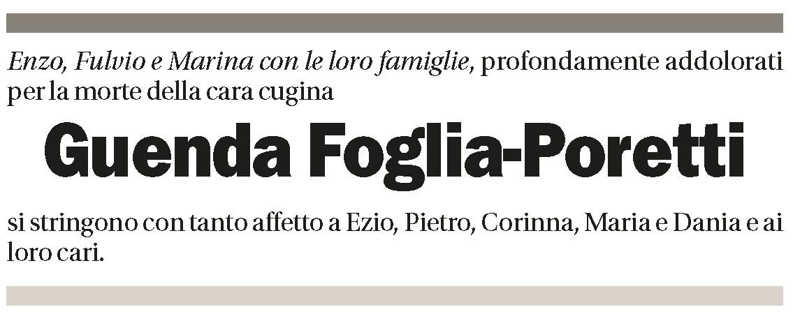Annuncio funebre Guenda Foglia