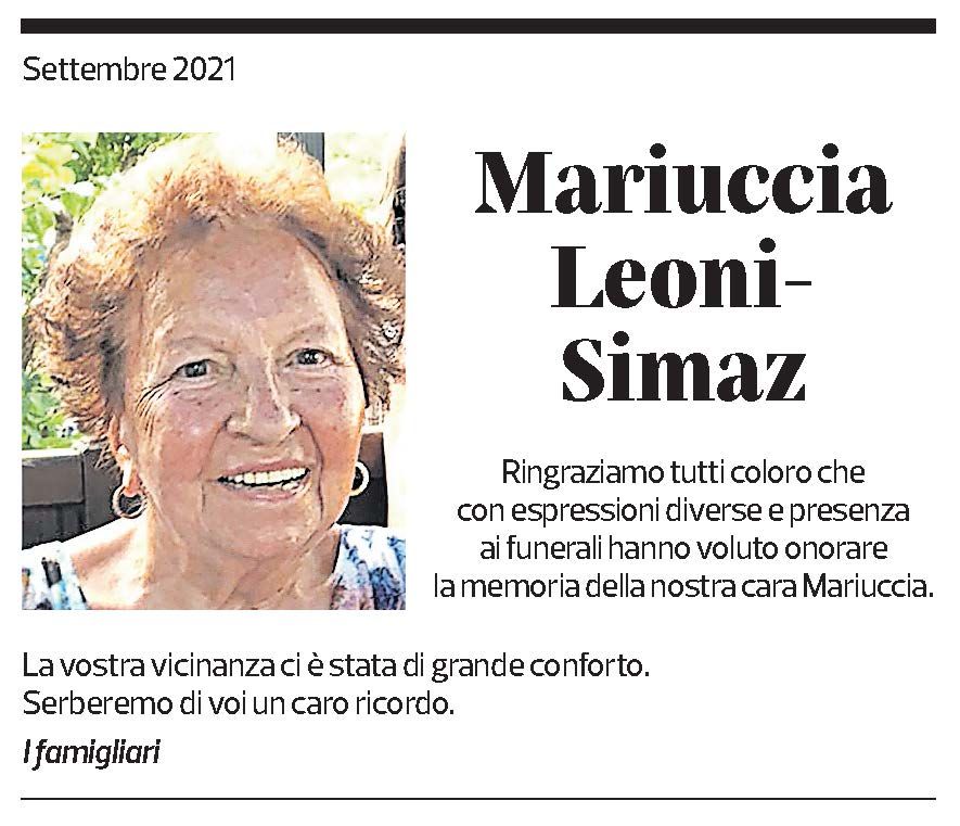 Annuncio funebre Mariuccia Leoni-simaz