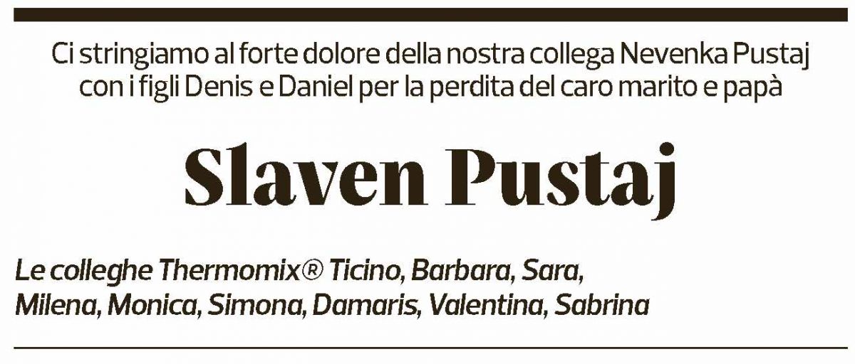 Annuncio funebre Slaven Pustaj