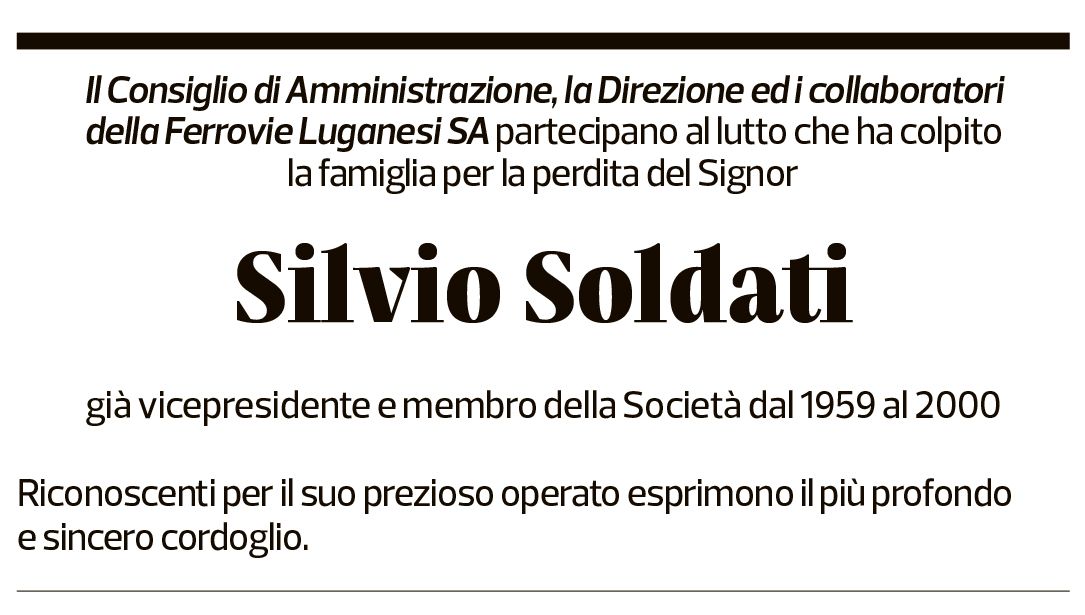 Annuncio funebre Silvio Soldati