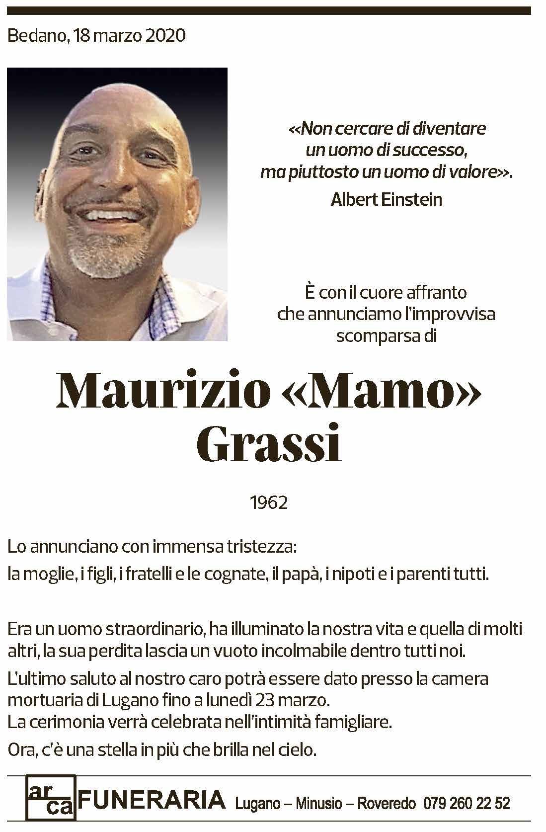 Annuncio funebre Maurizio Grassi