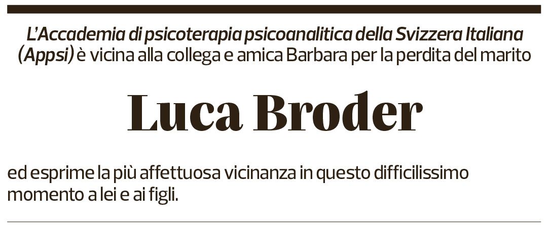 Annuncio funebre Luca Broder