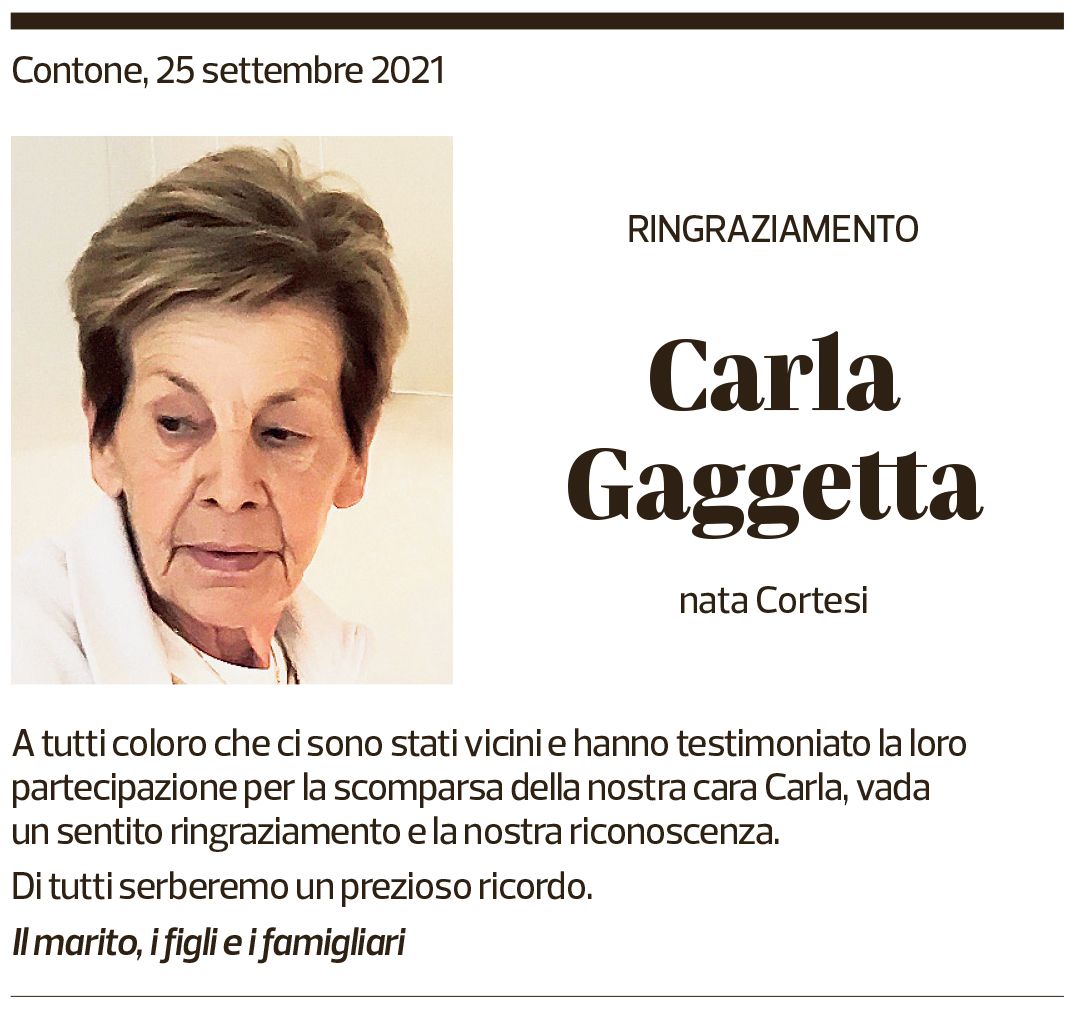 Annuncio funebre Carla Gaggetta