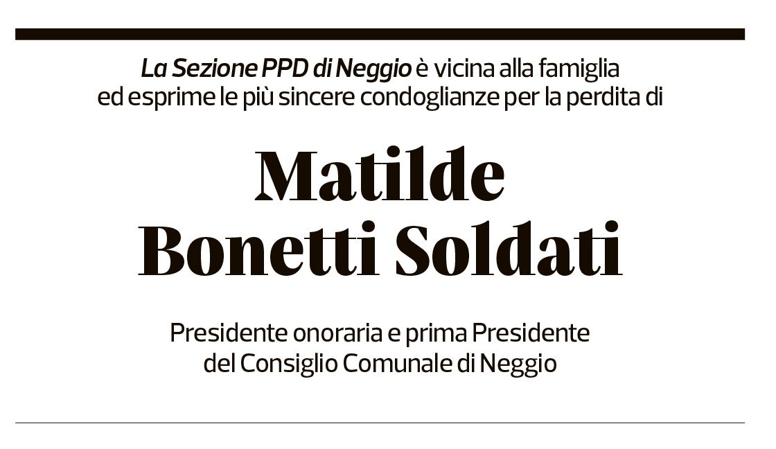 Annuncio funebre Matilde Bonetti Soldati
