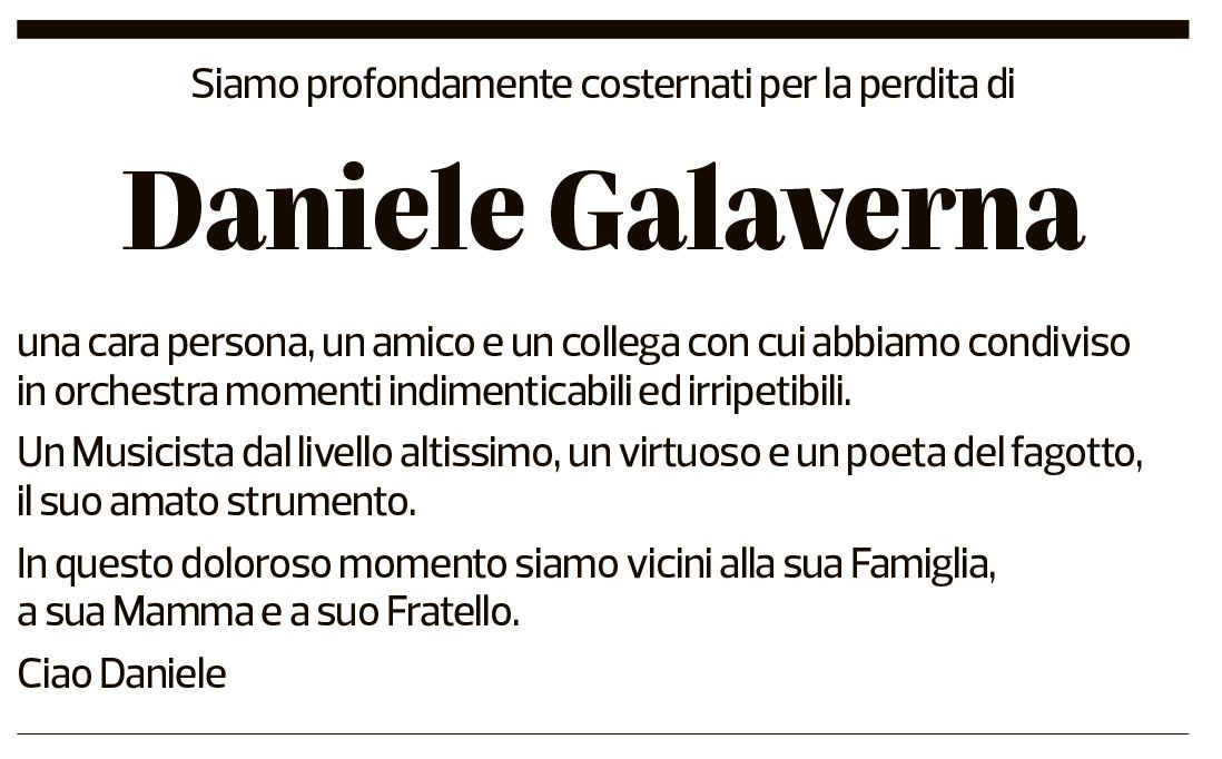 Annuncio funebre Daniele Galaverna