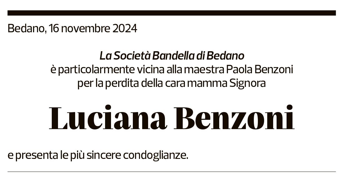 Annuncio funebre Luciana Benzoni