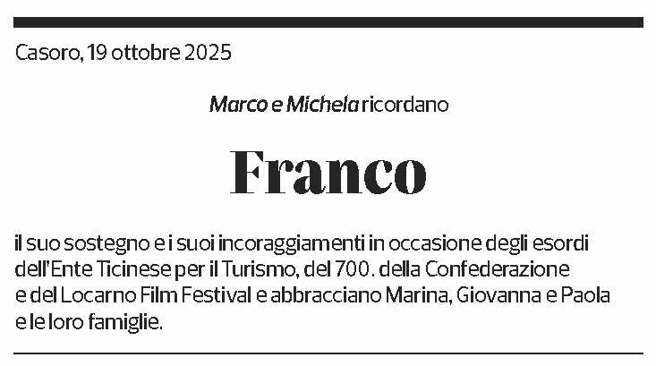 Annuncio funebre Franco Masoni
