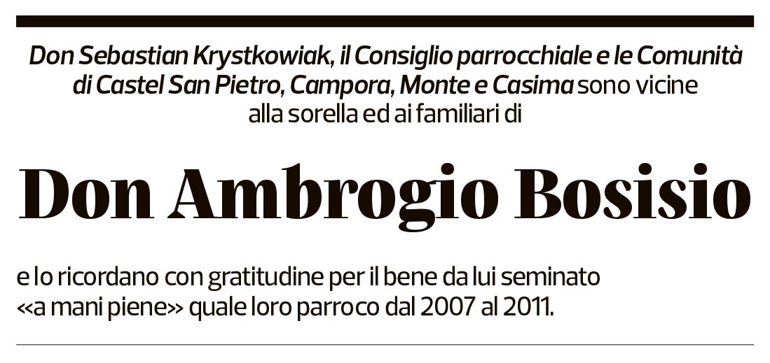 Annuncio funebre Ambrogio Bosisio