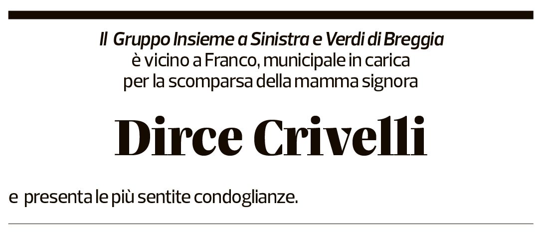 Annuncio funebre Dirce Crivelli