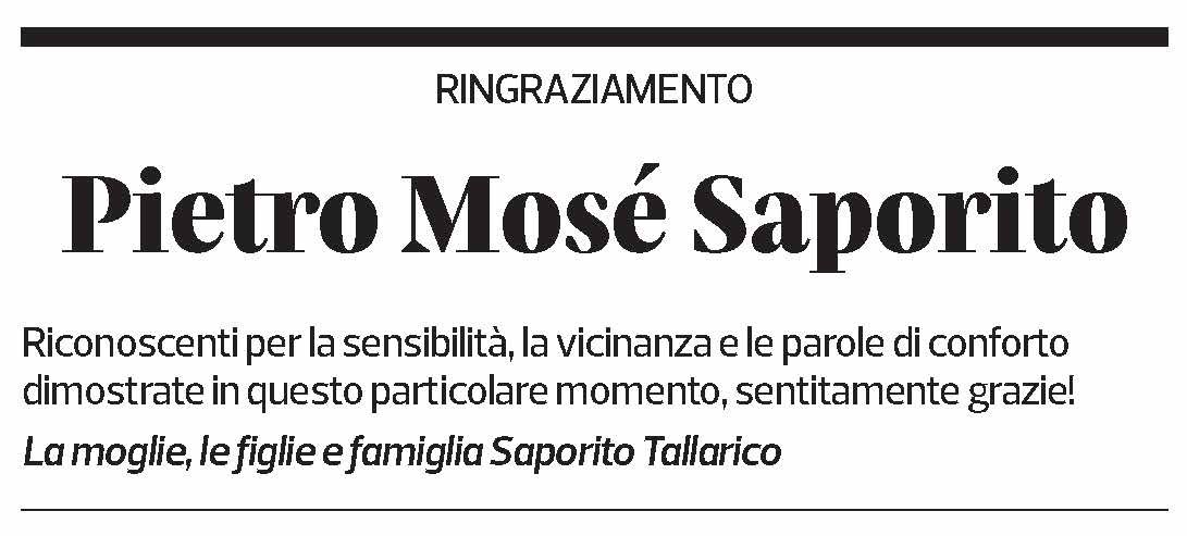 Annuncio funebre Pietro Mosé Saporito