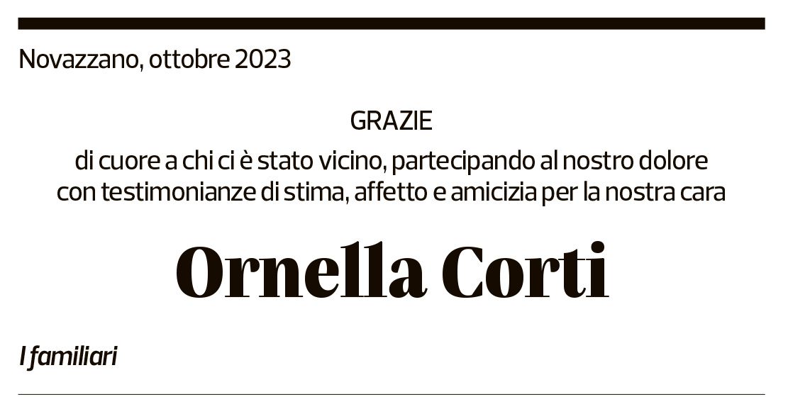 Annuncio funebre Ornella Corti